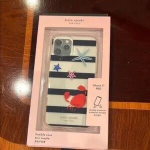 Kate Spade Navy and White Striped iPhone 11 Pro Case with Red Crab
